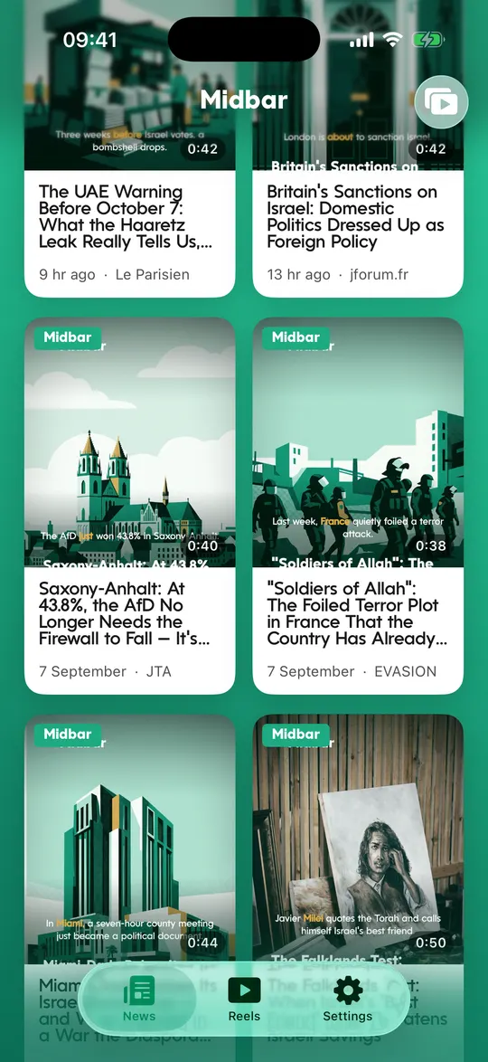 A screen of the Midbar app
