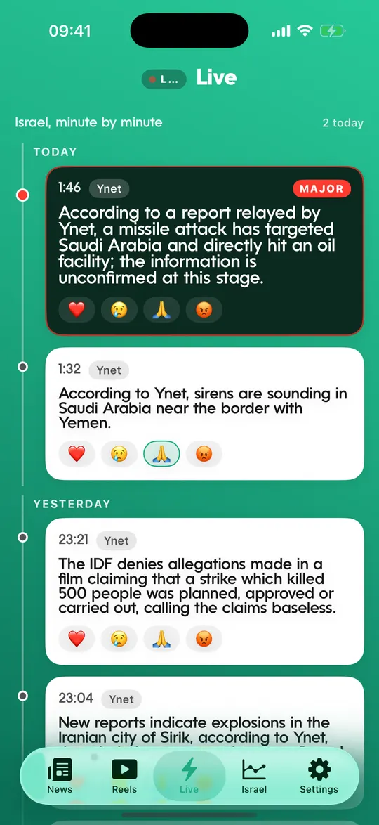 A screen of the Midbar app
