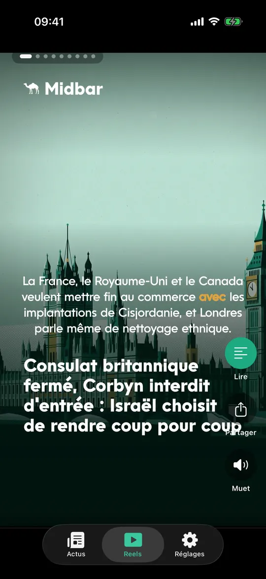 Un écran de l'app Midbar